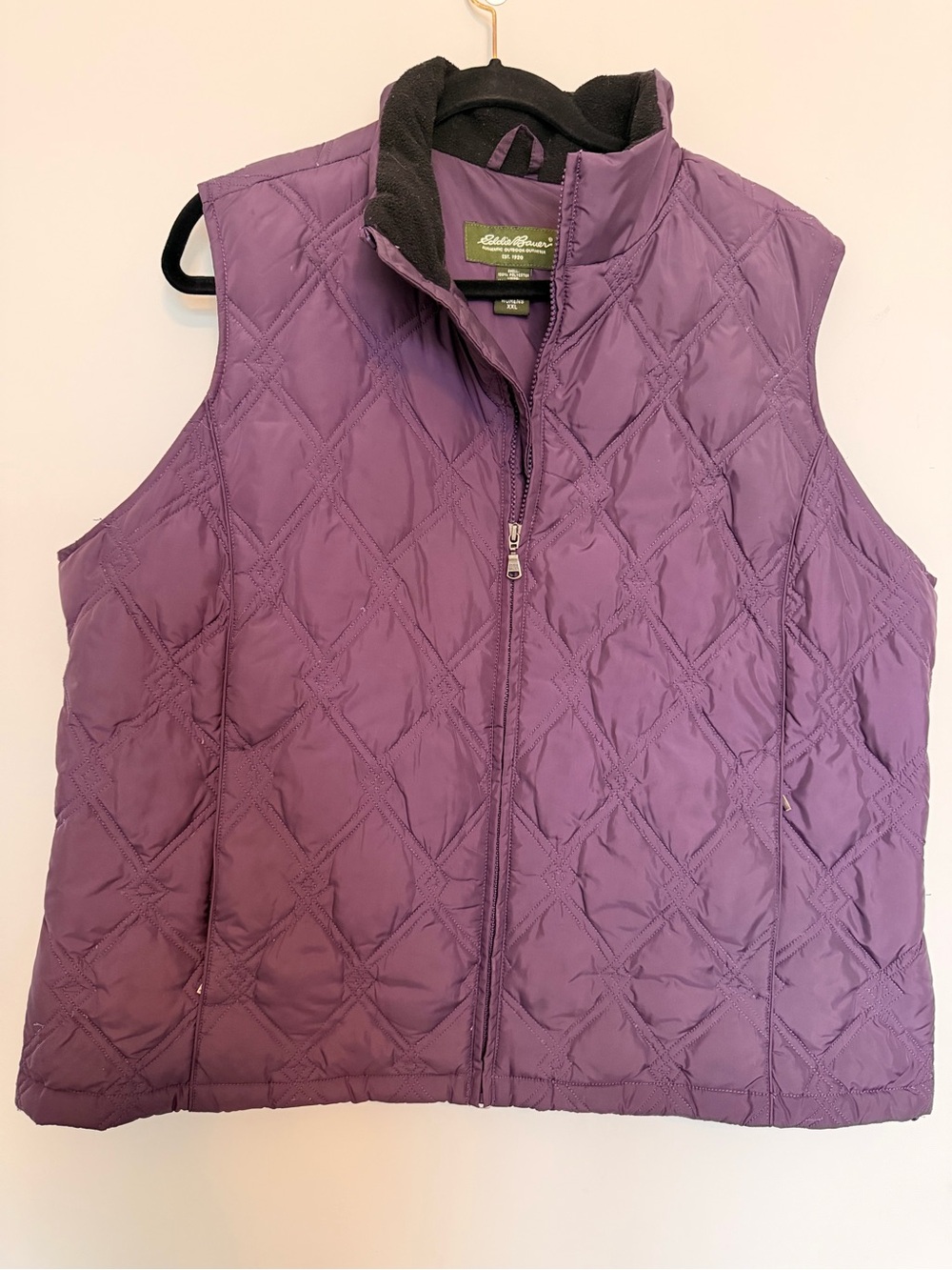 Eddie Bauer Women’s Quilted Full-zip Puffer Vest Down Filled Purple XXL Cinch W